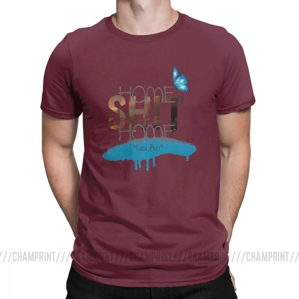 Home Shit Home Life Is Strange мужские футболки, винтажные футболки с коротким рукавом и круглым вырезом, футболка из чистого хлопка, одежда для вечеринок - Цвет: Бургундия