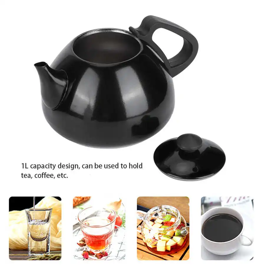 Бытовой 1L черный Нержавеющая сталь Чай горшок Кофе чайник для воды с защитой от