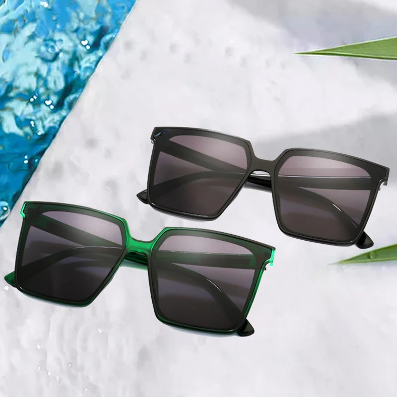 

Elbru Fashion Vintage Oversized Square Sunglasses Women Men Outdoor Travel Drive Black Luxury Sunshade Sunglasses UV400