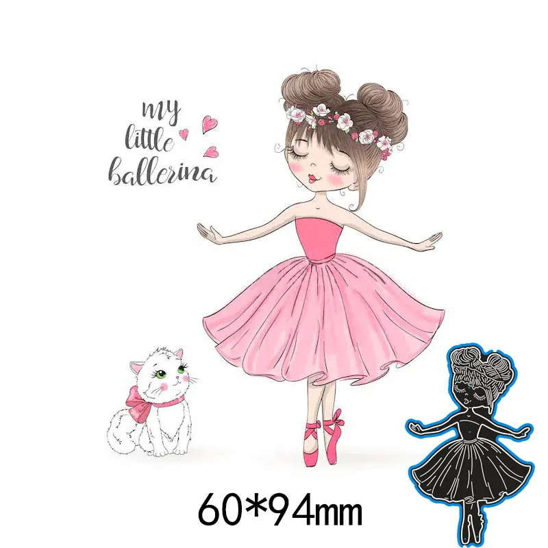Маленькая девочка балерина рамка металлические Вырубные штампы трафареты DIY