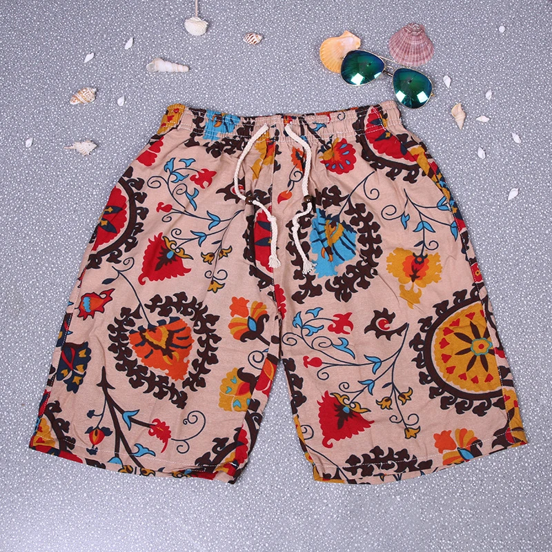 Шорты мужские пляжные быстросохнущие спортивные с эластичным поясом цветочным