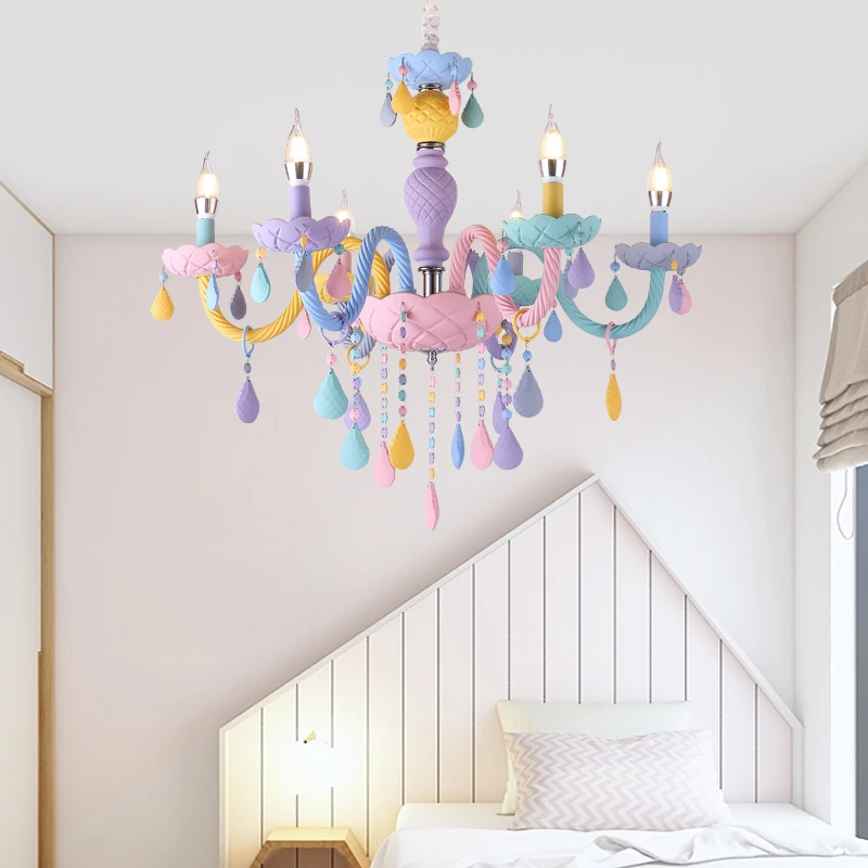 

Nordic Rainbow Crystal Cute Chandlier Creativity design best choice for Children's Room Girl Princess lamps Bedroom home decor
