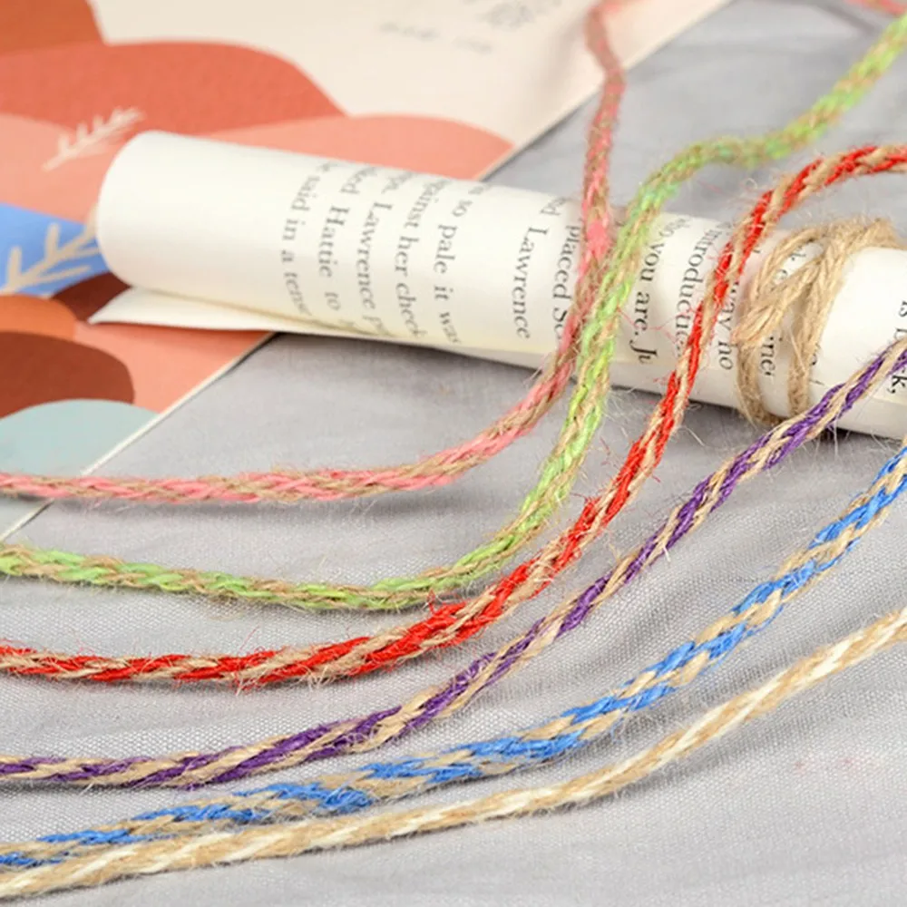 6 цветов 100 м натуральная полотняная лента джутовая веревка нить DIY ремесла