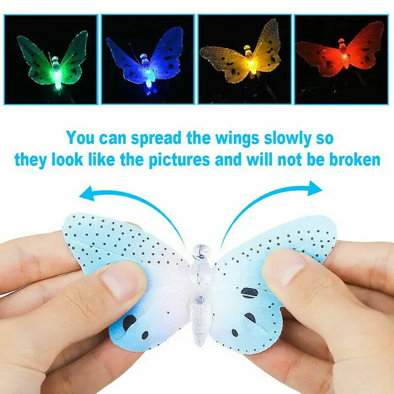 Светодиодная гирсветильник с бабочками на солнечной батарее s волоконно
