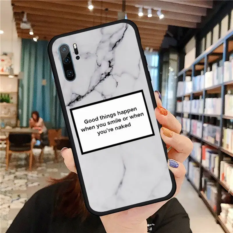 

Luxury fashion marble letter slogan Phone Case For Huawei honor Mate P 9 10 20 30 40 Pro 10i 7 8 a x Lite nova 5t Soft Silicone