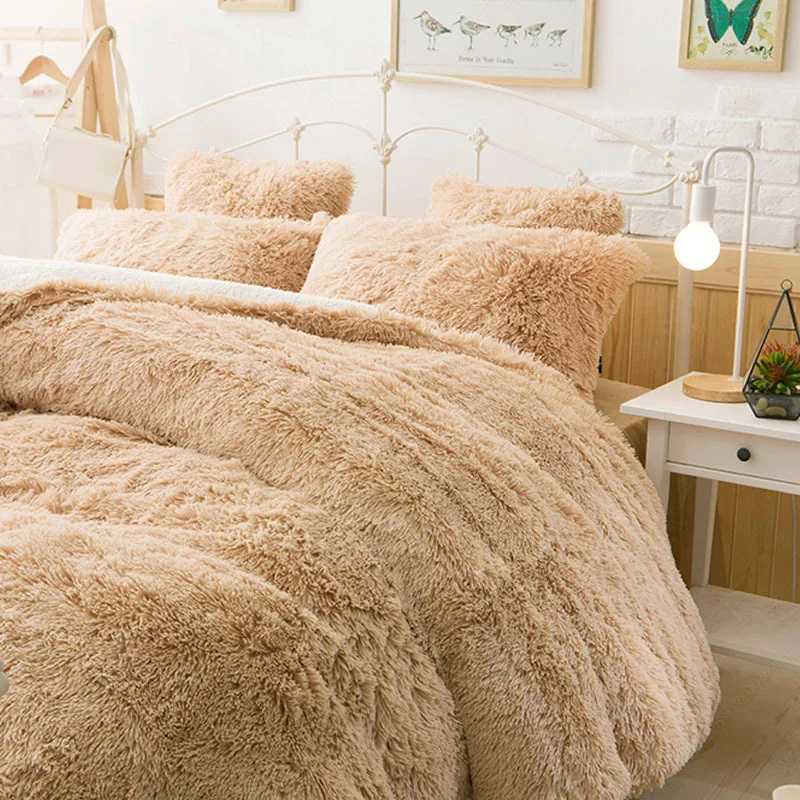 Зимнее постельное белье супер теплый длинный плюшевый Комплект постельного