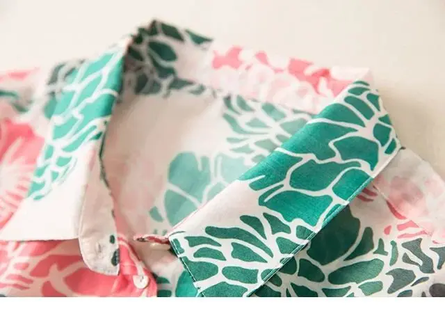 

Women French Shirt Women Shirt Floral Printed Silk Cotton