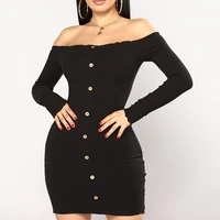 womens 2021 autumn and winter sexy one line neck strapless hip dress ladies solid color fashion all match commuter a line skirt