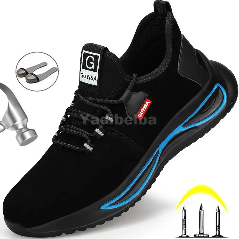 

Steel Toe Work Sneakers Suede Anti-smashing Safety Shoes Men Work Boots Male Steel Toe Work Shoes Security Safety Boots Footwear