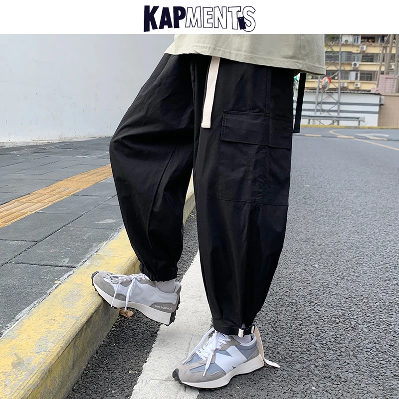 

KAPMENTS Men Wide Leg Baggy Harem Pants 2023 Mens Harajuku Japanese Streetwear Sweatpants Male Vintage Hip Hop Plus Size Pants