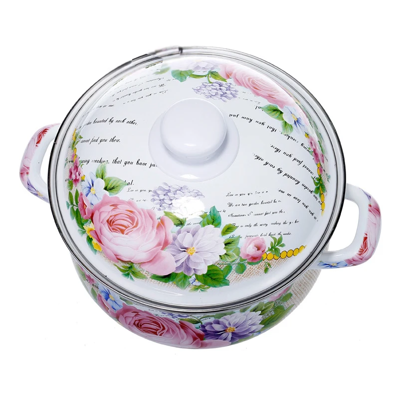 Эмалированная утолщенная суповая кастрюля для тушения фарфоровая эмалированная