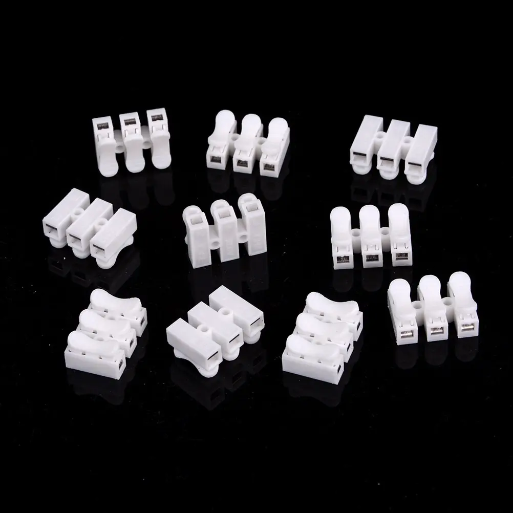 

10Pcs/set 3pin Spring Cable Clip Self Lock Press Push Quick 3P Wire Clip Connector Wiring Terminal For Car Led Strip Lamp