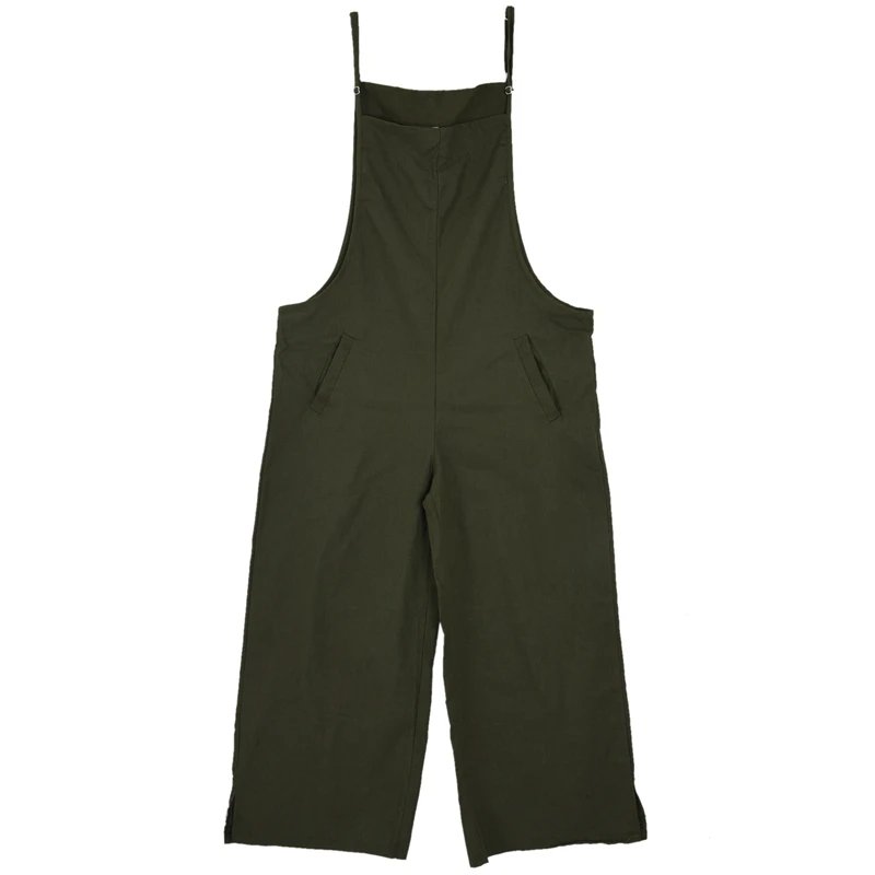 

2 Pcs Women Casual Solid Spaghetti Straps Wide Leg Pants Pockets Loose Jumpsuits,Green S & Dark Blue XL