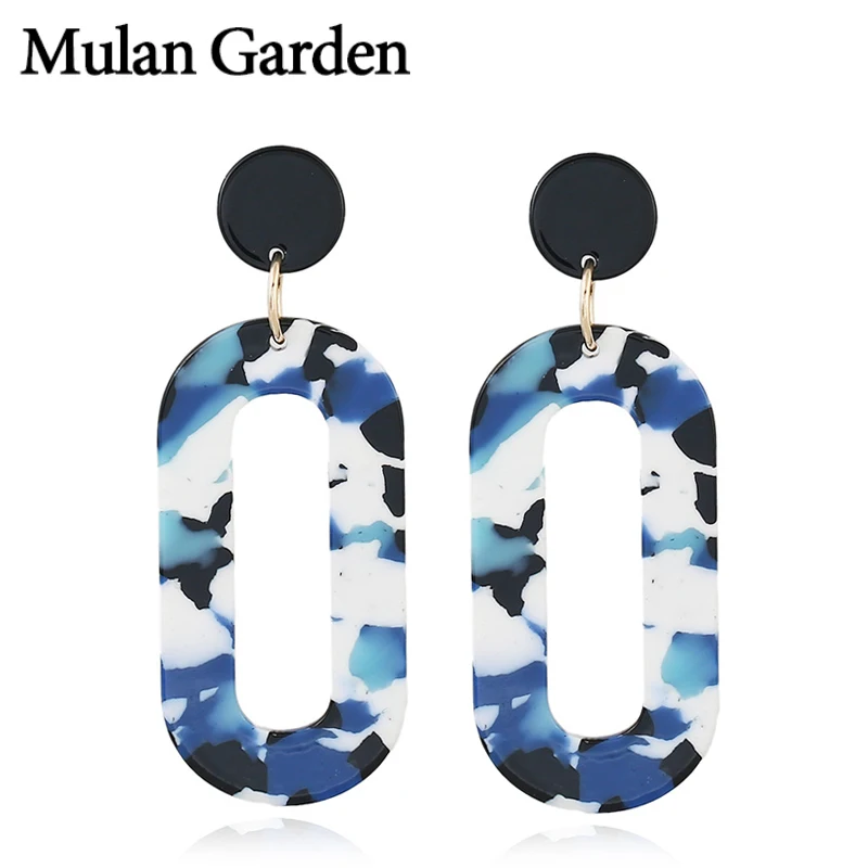 

M&G Trendy Colorful Acrylic Dangle Earrings for Women Long Strip Elegant Pendant Acetate Resin Earrings Fashion Steel Jewelry