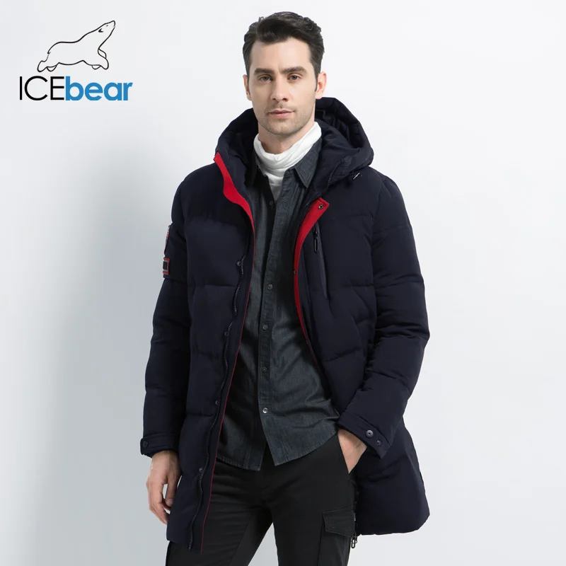 ICEbear Новинка 2019 зимнее теплое модное повседневное пальто мужская куртка теплая