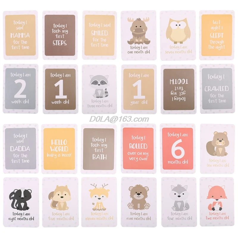 

24Pcs/Set For Memory Baby Pregnant Women Monthly Photograph Cards Fun Month Milestone Cards