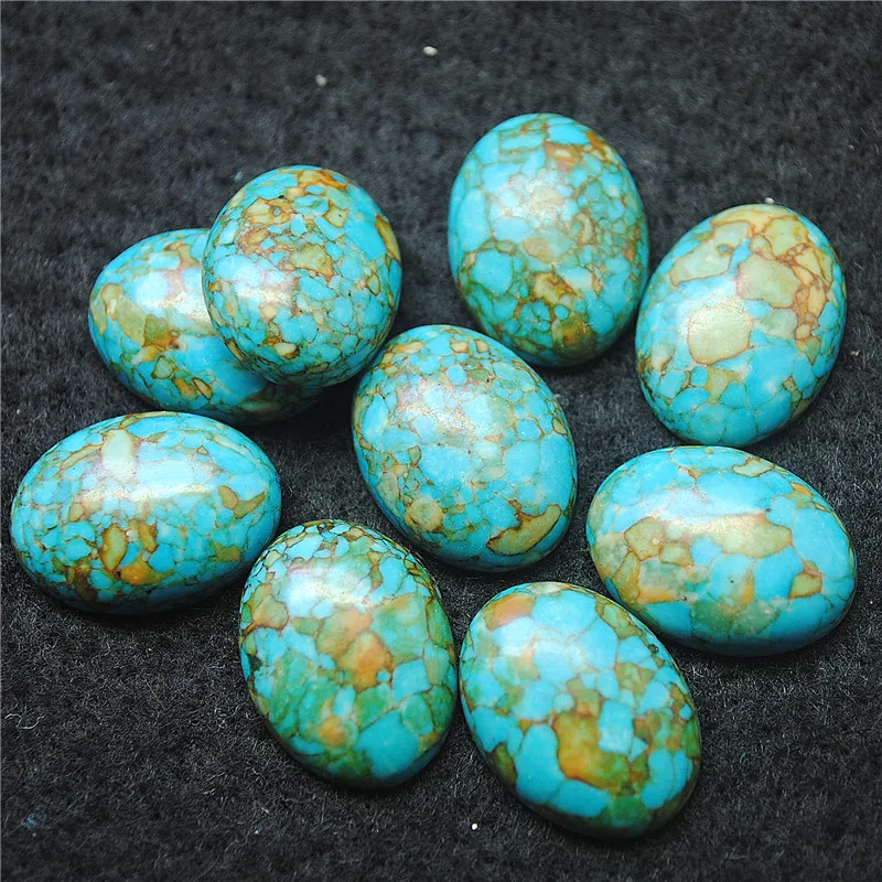 

10PCS Nature Turquoise Stone Cabochons Oval Shape 15X20MM 18X25MM Wholesale Price For Women CHarms Making Free Shipping