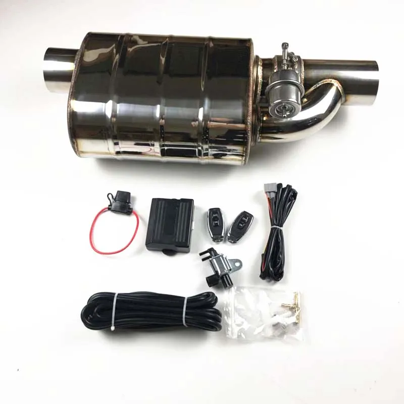 Controller 76mm Car Universal Valve Exhaust Pipe Vacuum Pump Variable Mufflers 304 Stainless Steel Embossing Remote Control Muffler - Цвет: Controller 76mm
