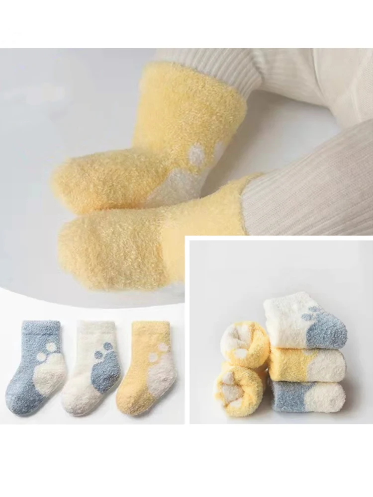 dkDaKanl 5 Pack Cotton Baby Thick Warm Winter Socks Unisex Newborn Toddler Non-slip Socks Cartoon Design,0-6M
