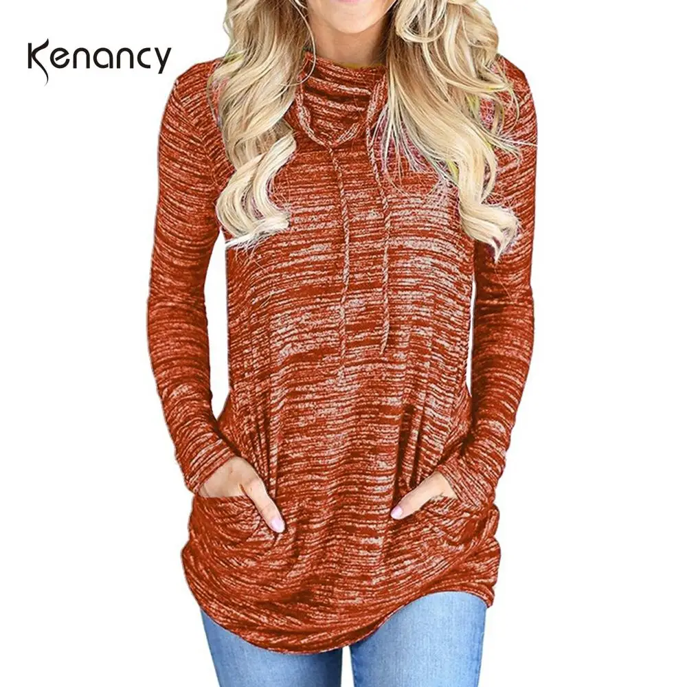Женская толстовка Kenancy повседневная однотонная Туника большого размера с