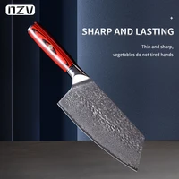 nzv g10 handle chef knife forged vg10 damascus steel cleaver kitchen knives cutting meat slicing chef knives high end gift box
