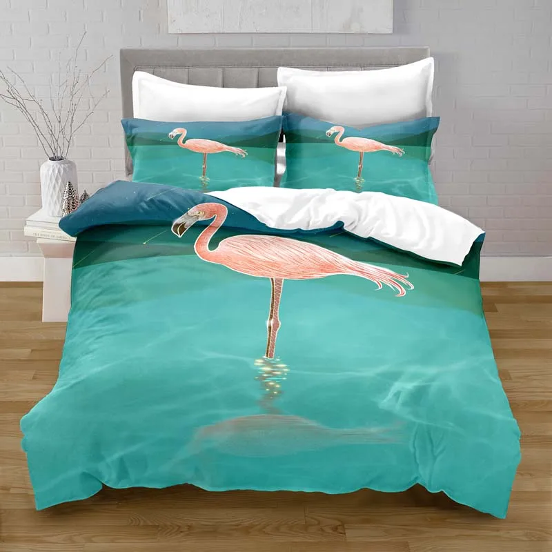 

3D Printing Animal Style Duvet Cover with Pillowcase Bedroom Decoration Flamingo Bedding Queen Bedding Bedroom Set King Size Bed