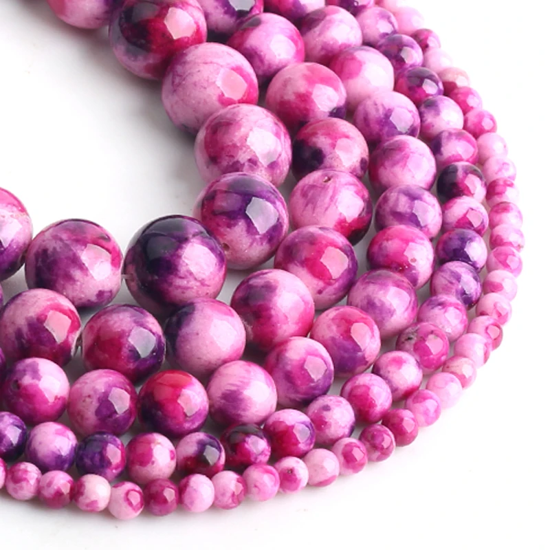 Оптовая продажа бусины из натурального камня розовые красные нефриты круглые