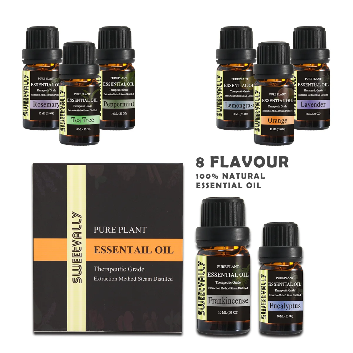 Набор эфирных масел 8 шт. чистый натуральный растительный аромадиффузор для
