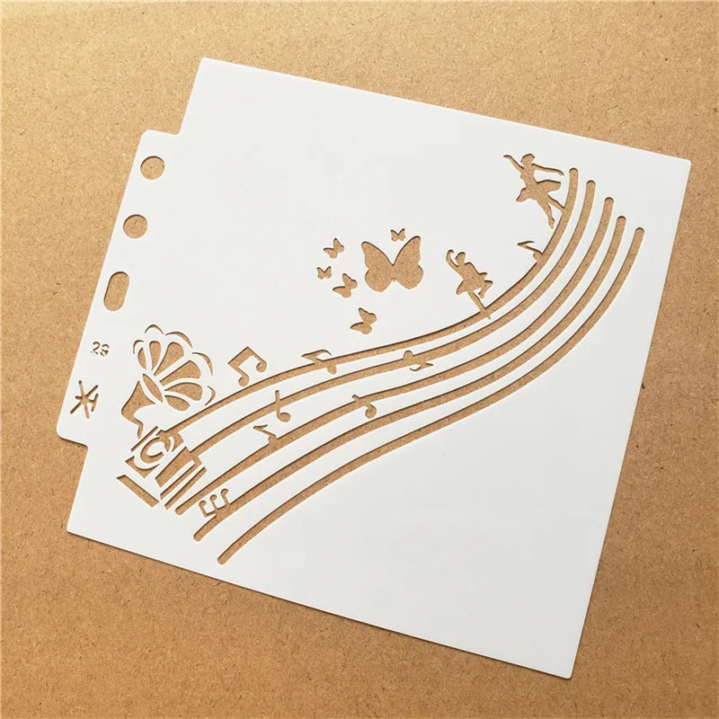 

Rhythm Music Horn Butterfly Hollow Template Lace Ruler Scrapbook Cards DIY Manual Painting Stencil Hnadbooking Plastics Mold