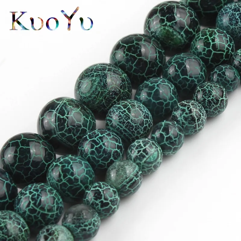 Бусины из натурального камня зеленого цвета с трещинами Агаты мечты вены дракона