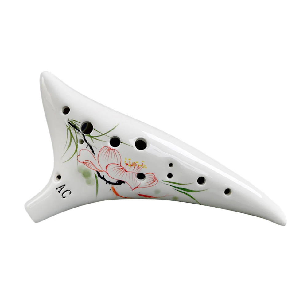 12 отверстий изогнутый хвост керамический Ocarina Alto C ручная роспись музыкальный