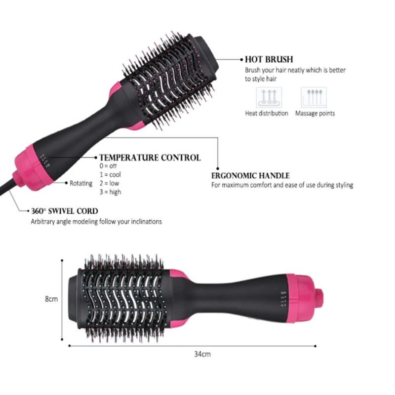 2 в 1 Фен щетка многофункциональная для горячей укладки волос бигуди Ролик