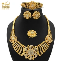 jewelery set dubai bridal earrings for women indian wedding gold plated necklace sets luxury earrings necklace rings accessorie