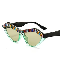 new vintage diamond sunglasses women men personality butterfly shape eyeglasses weaving colorful adornment sun glasses ladies uv