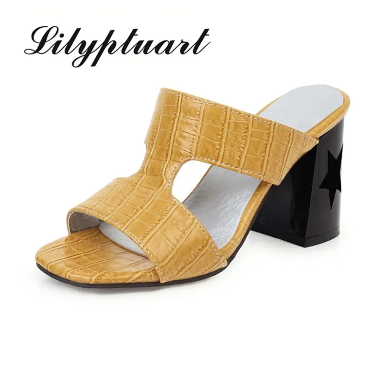 

Сандалии женские на высоком толстом каблуке, босоножки большого размера с открытым носком, без застежки, в стиле ретро, лето 2020