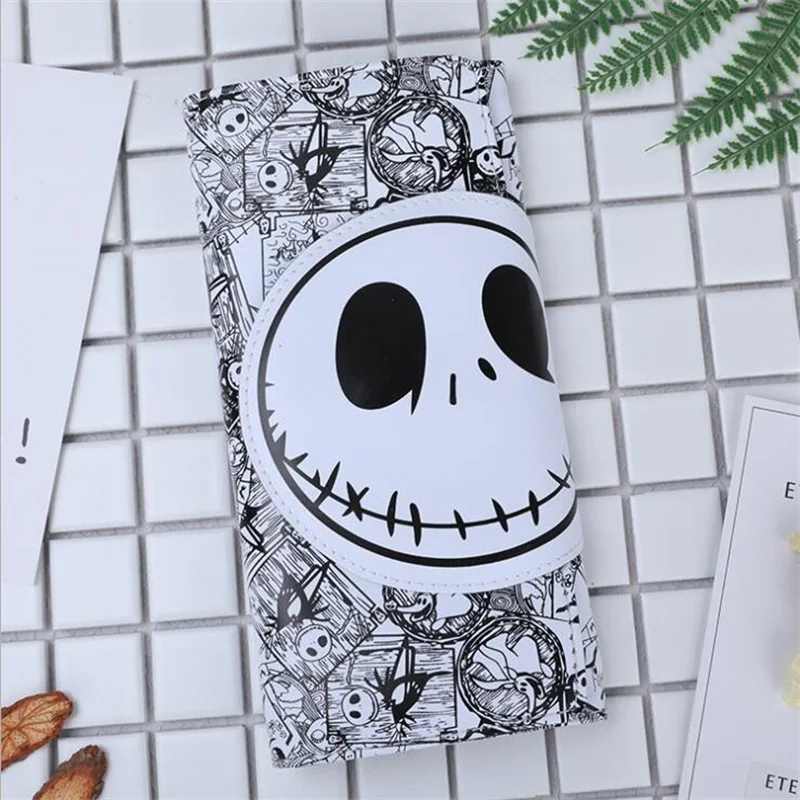 

Wallet The Nightmare Before Christmas Jack Skellington Zipper Cartoon Fashion Long PU Coin Purse Clutch Bag Prop
