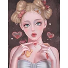 Алмазная живопись с милой девушкой, полноразмерная круглая 5D сделай сам, портрет, алмазная Вышивка крестиком, набор ручной работы, подарок, украшение для дома