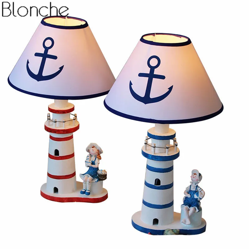 Mediterranean Style Table Lamp Lighthouse Desk Children Boys and Girls Bedside Study Reading Home Decoration | Освещение