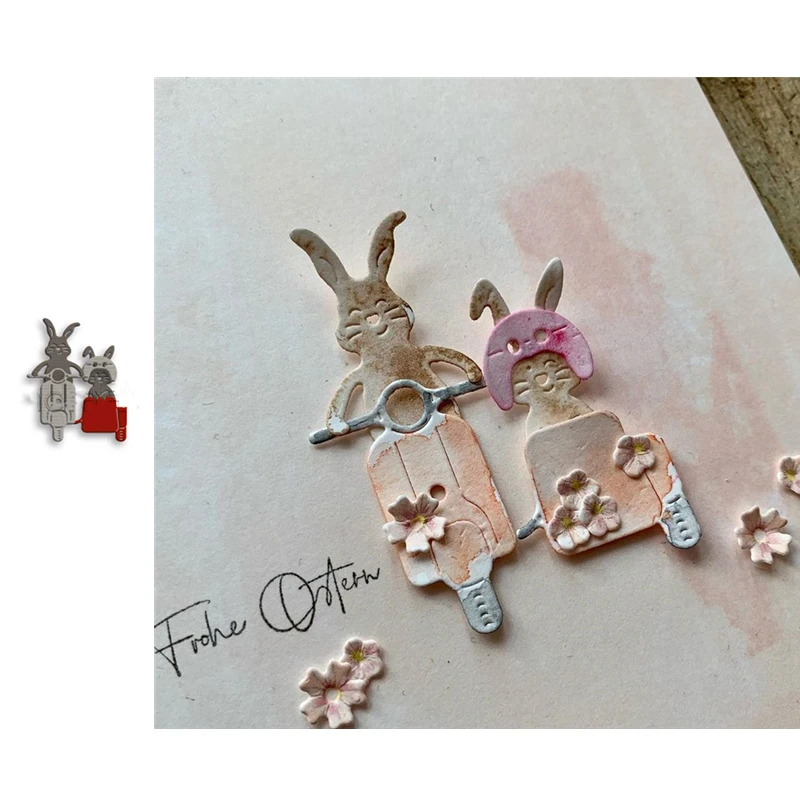 

Rabbit Electric Car Cutting Dies Scrapbook Dariy Decoration Stencil Embossing Template DIY Greeting Card Handmade