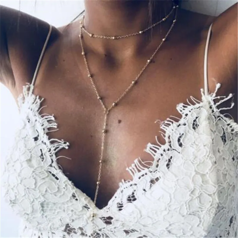 2019 Trend Bohemian Beaded Chain Pendant Multilayer Gold Necklace Set Ladies Fashion Party Jewelry Accessories | Украшения и