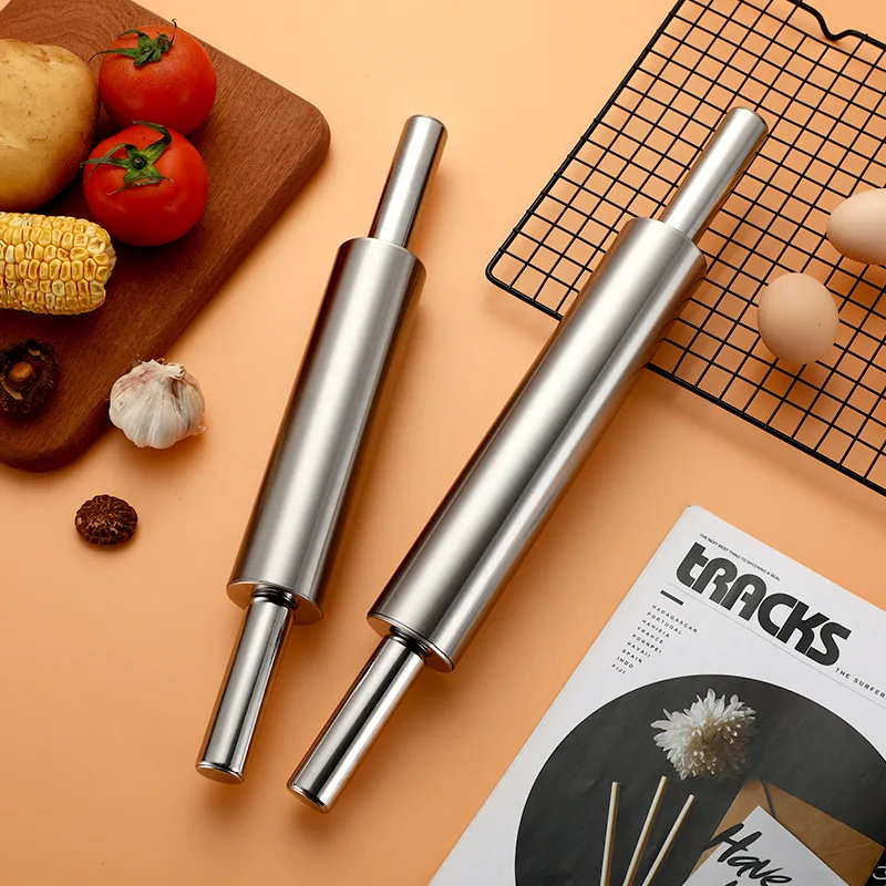 

New 1PC Stainless Steel Non-Stick Rolling Pin for Dough Pasta Tools Bake Pizza Noodles Cookie Dumplings Kitchen Accessories