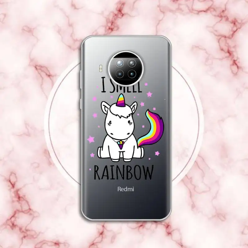 

Cartoon animal rainbow unicorn Phone Case Transparent for Xiaomi Redmi note 10 t 8 9 pro lite 11