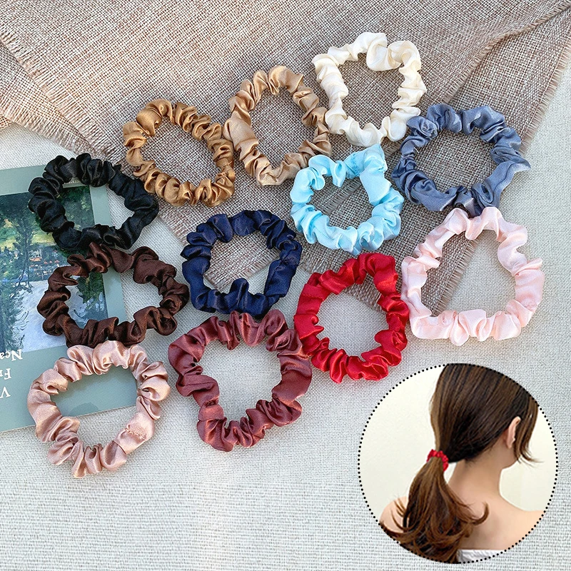 

Fashion Bright Color Satin Silk Scrunchies Thin Elastic Hair Rubber Bands Women Girls Ponytail Holder Hair Rope Accessories