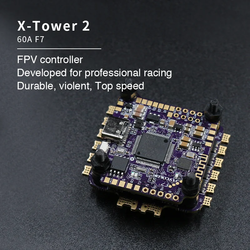 Flycolor X-Tower2 FC F7 Контроллер полета ESC 4 в 1 60A 3-6S Blheli-32 Dshot1200 для FPV гоночного дрона
