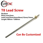 T8 ходового винта Lead 1 мм2 мм4 мм8 мм12 мм14 мм шаг 2 мм диаметр 8 мм L 100 200 300 350 400 500 1000 1200 мм с гайкой для 3D-принтер с ЧПУ