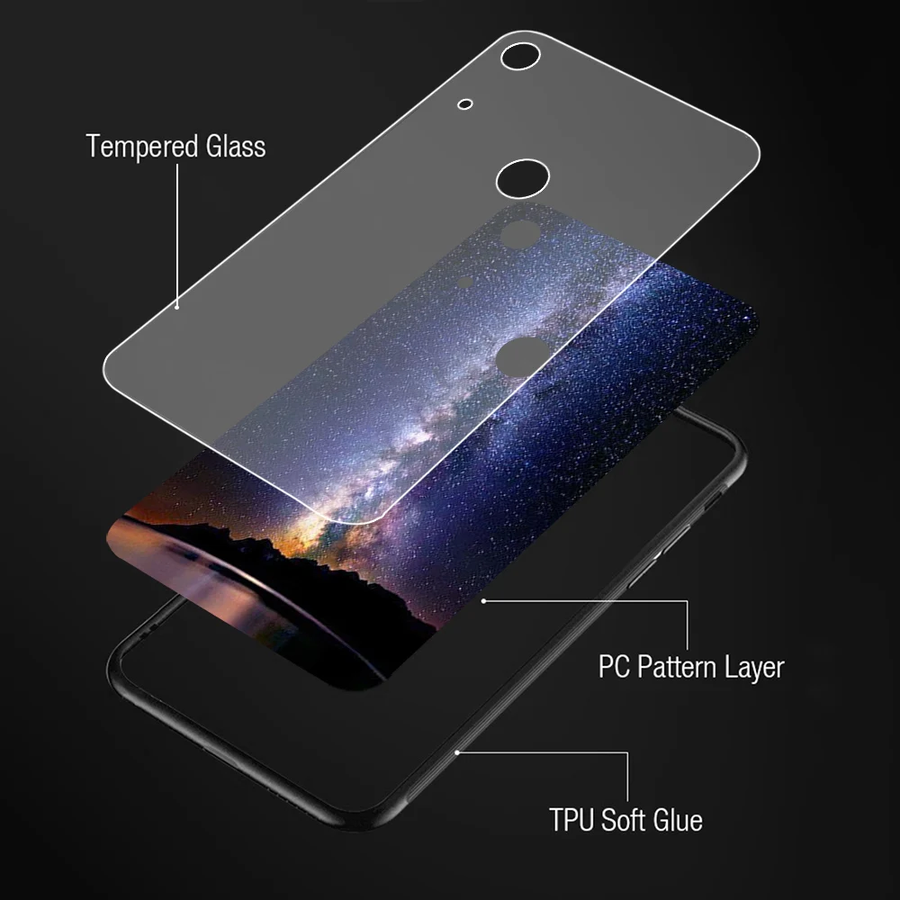

Case For Huawei Honor V30 Pro P40 Nova 6 5G Case Luxury Star Space Tempered Glass Cover On Huawei Honor 8X 9X 8A 9 10 Lite Cover