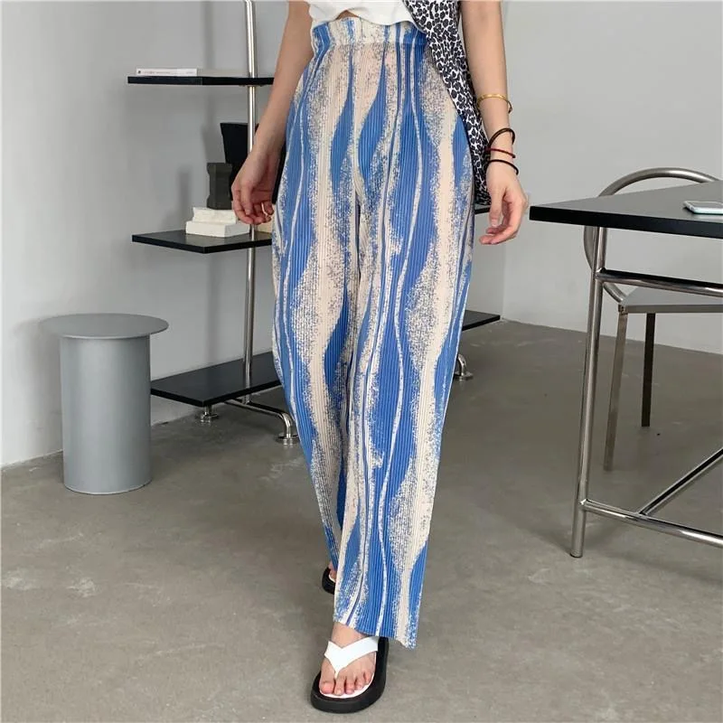 

Summer Pants Women Fashion Tie Dye High Waist Pants Female Casual Breathable High Street Trousers Korean Loose Pants