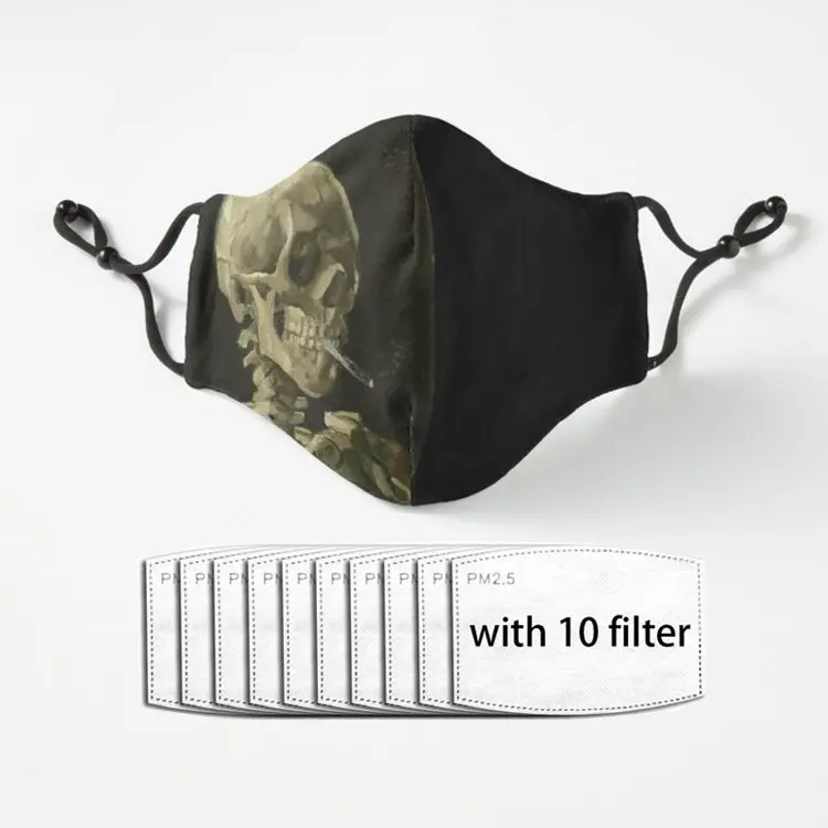 

Винсент Ван Гог Скелет курение Роскошная маска Защита теплые зимние дышащие маски для лица культура тренды маски