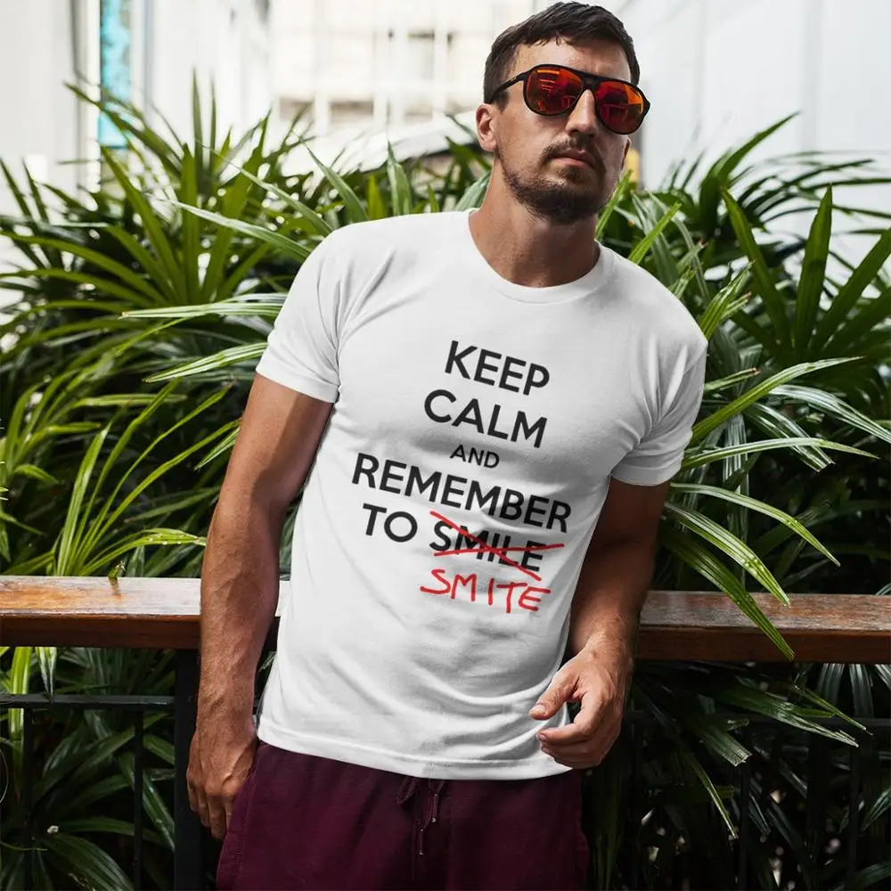 Футболка League of Legends Мужская футболка с надписью Keep Calm and помните о смайлике модная