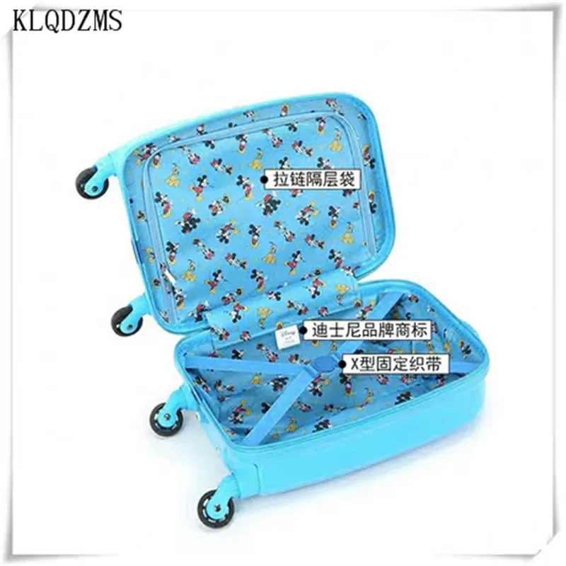 

KLQDZMS 20inch cartoon travel suitcase kids carry on trolley bags ABS PC rolling luggage spinner on wheel